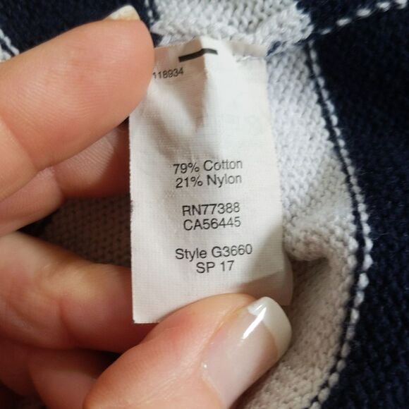 J. Crew navy blue & white striped cotton blend sweater, 3/4 length sleeves XXS - Picture 5 of 6